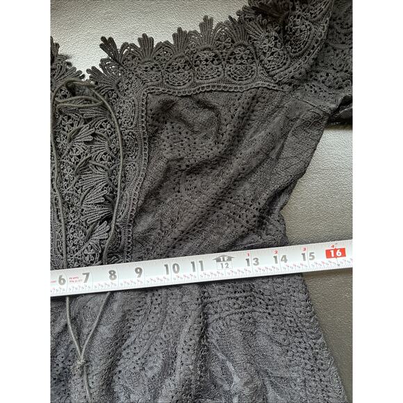 Double Crazy Mini Dress Large Black Lace Up Corset Babydoll Dark Fairy Coquette - Picture 11 of 12